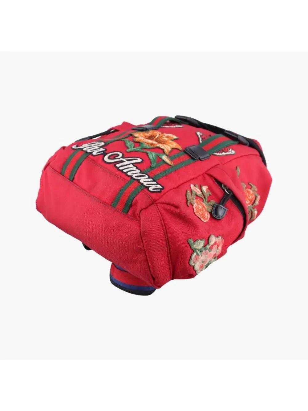 Gucci Techno Vintage Web la Vougre Pal Amour Embroidery Red Canvas Backpack